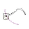 Jewel - Clear Square  - Silver Nose Stud